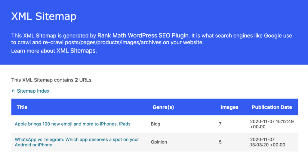 Rank Math: XML Sitemap Support: