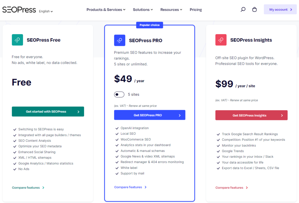 SEOPress Pricing