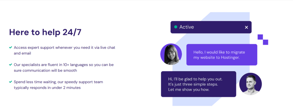 Hostinger: 24/7 Customer Support